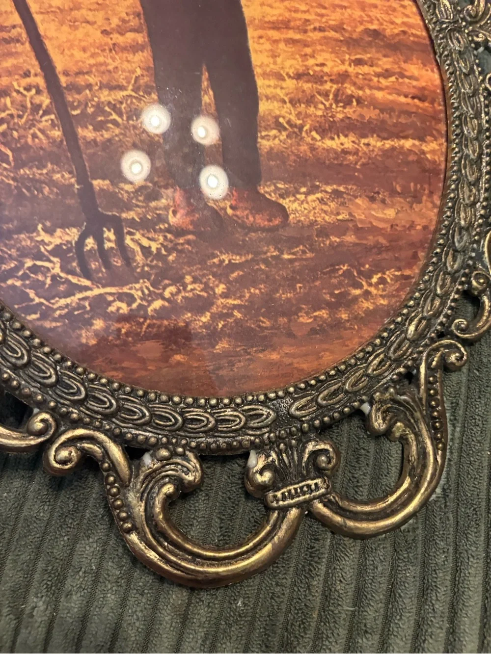Pair Vintage “The Angelus” Jean Francois Millet Farmer/Wife Convex Glass 17X12